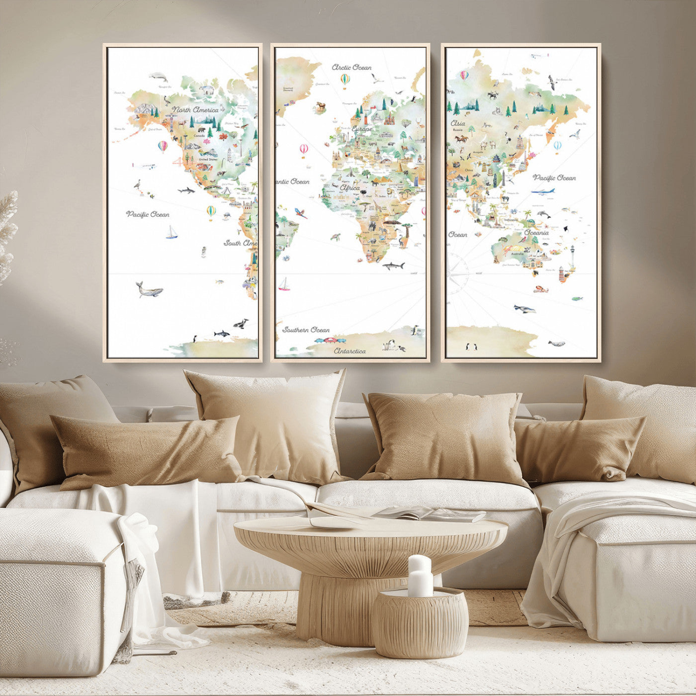 MGV-FC-48X32-3P - Push Pin World Map Canvas Print – Framed Wall Art for Couples to Track Their Travels – Anniversary