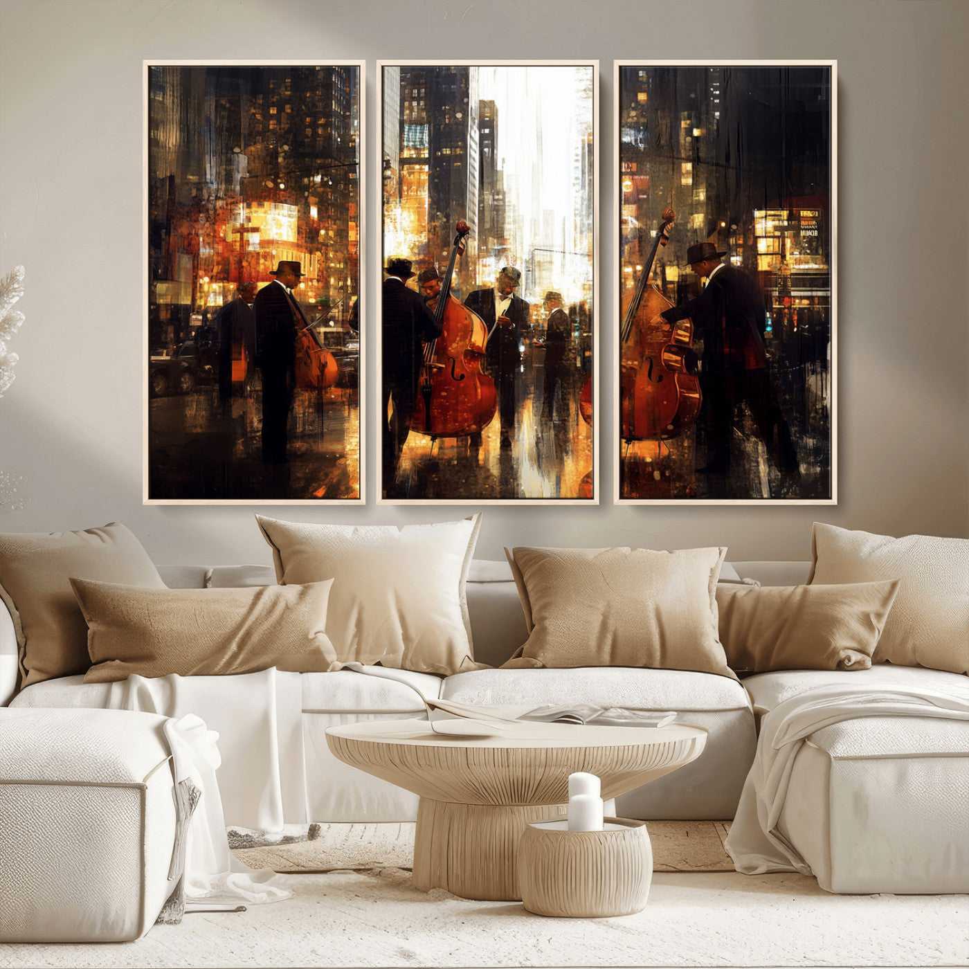 MGV-FC-48X32-3P - Abstract Jazz Art Wall Art Canvas Print - Framed Abstract Music Canvas - Colorful Instrument Poster