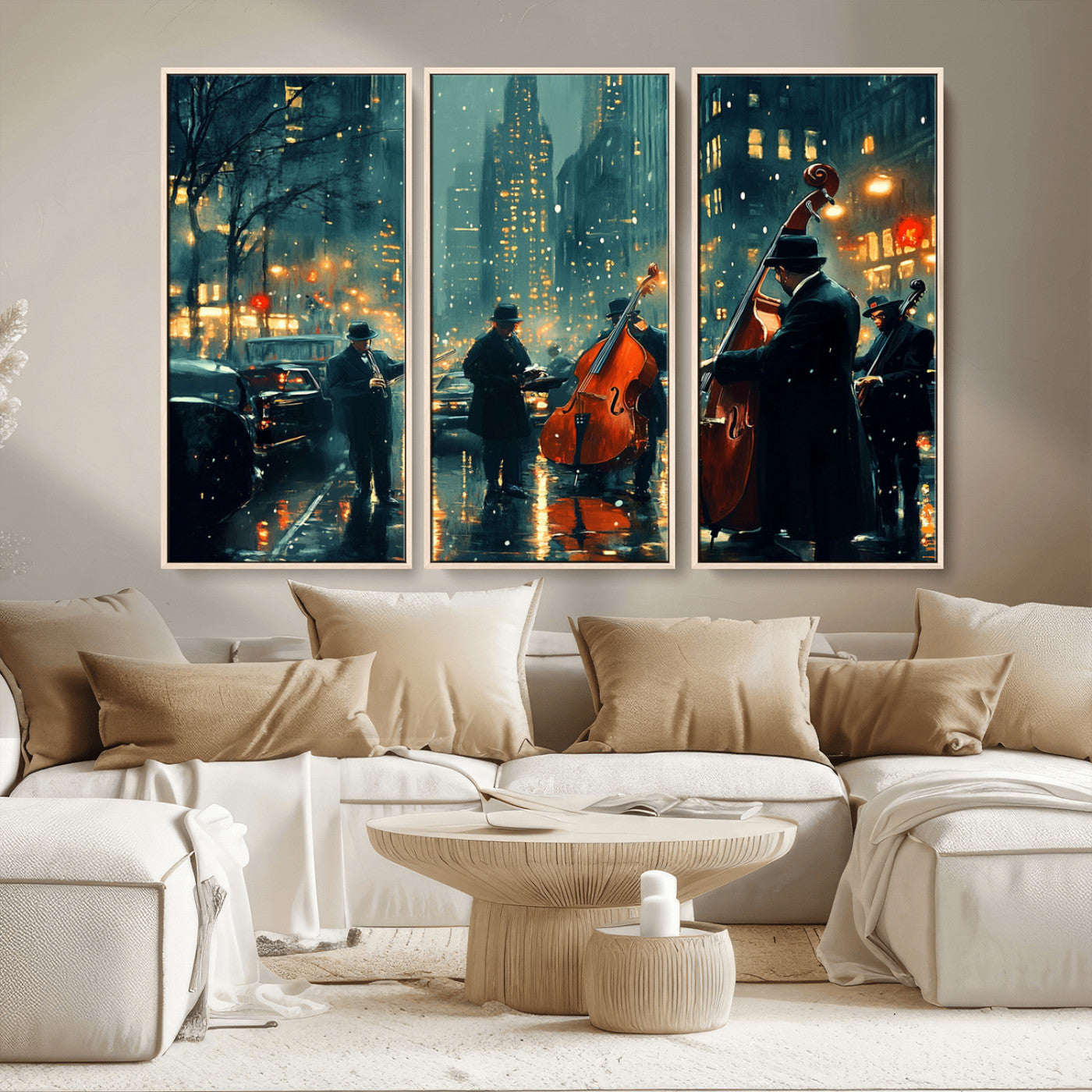 MGV-FC-48X32-3P - African American Jazz Art Print - Framed Abstract Music Canvas - Colorful Instrument Poster for