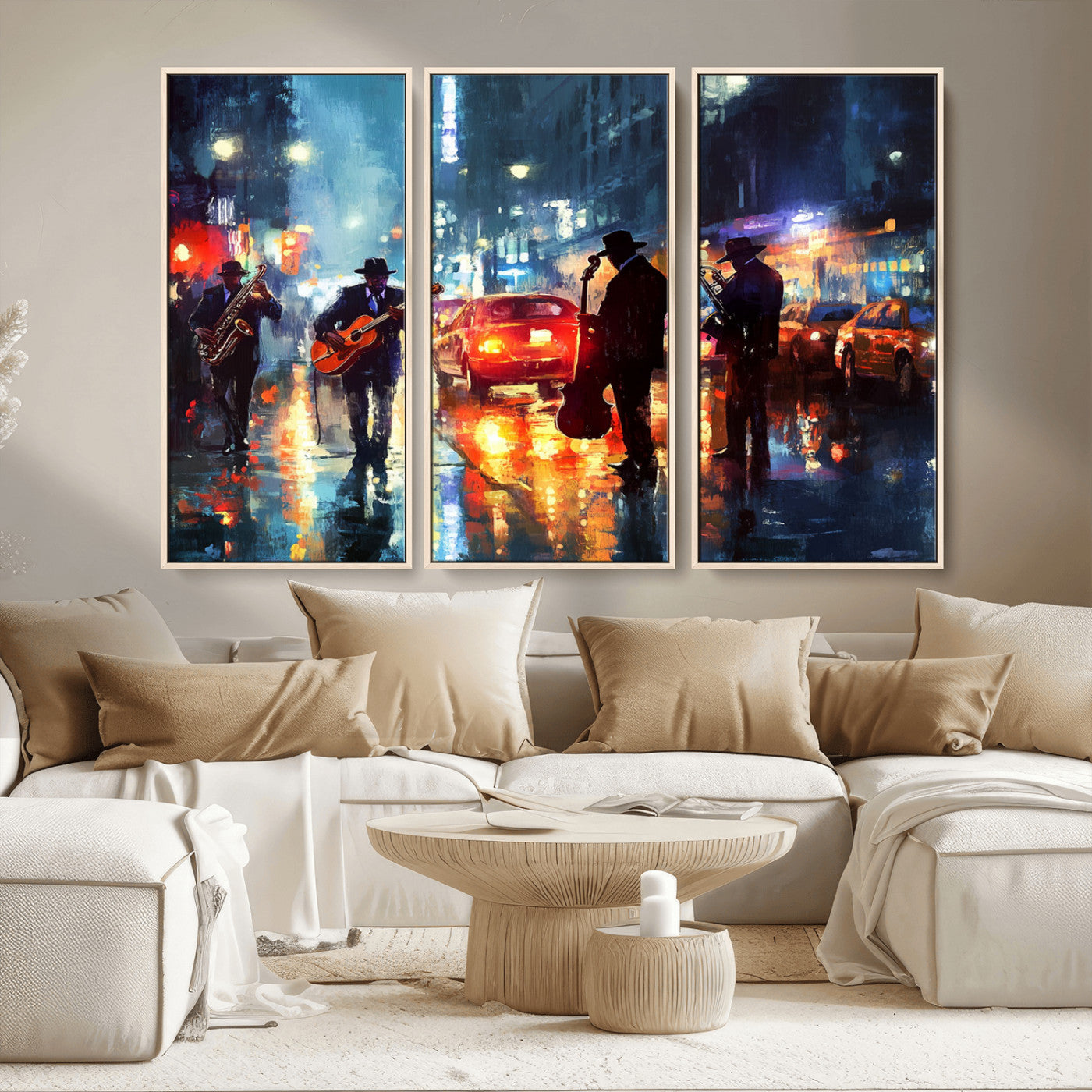 MGV-FC-48X32-3P - African American Jazz Canvas - Abstract Music Wall Art Print - Abstract Jazz Wall Art Framed Prints