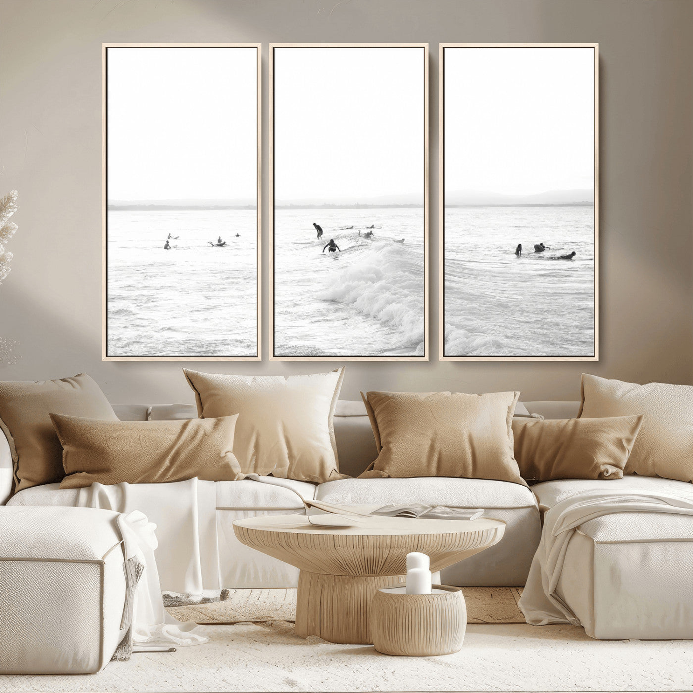 33449548-MGV-CV-36X24 - Surf Crowd Motion Wall Art – Active Surfers & Ocean Waves Canvas Print, Dynamic Water and Coastal Horizon for Living Room or Sea Adventure Decor