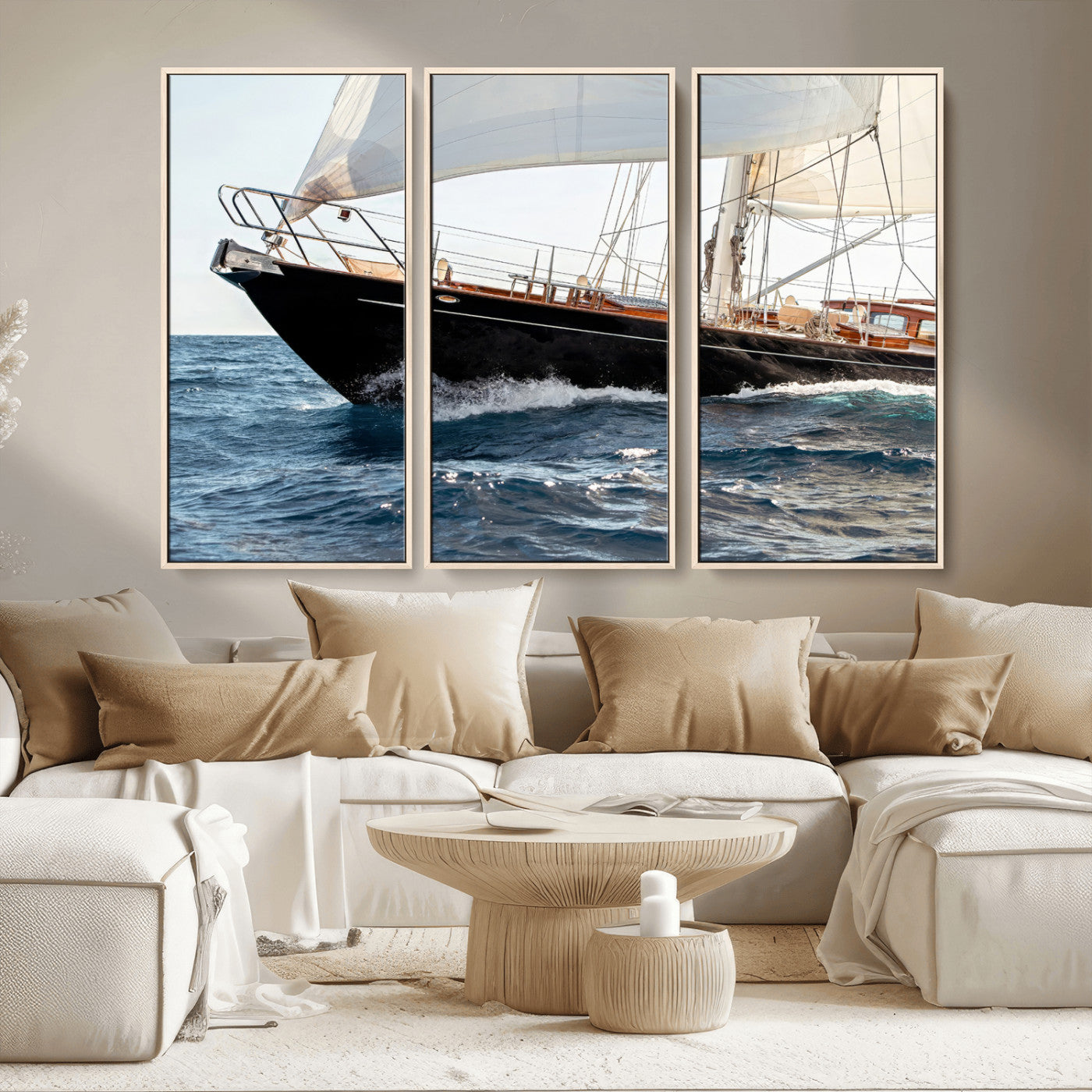 97168626-MGV-CV-36X24 - Boat Yacht Wall Art – Ocean Waves & Sailing Adventure Canvas Print, Nautical Elegance & Marine Journey for Living Room or Luxury Decor