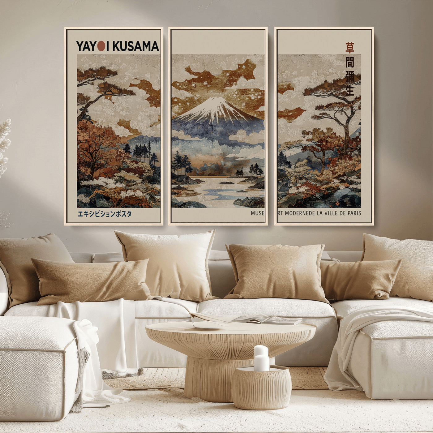 MGV-FC-48X32-3P - Yayoi Wall Art: Transform Your Space, Modern Japanese Wall Art Print Yayoi Kusama Canvas Wall Art