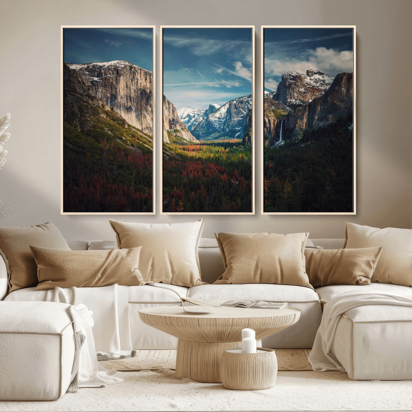 MGV-FC-48X32-3P - Yosemite National Park Wall Art Canvas Print, Framed Mountain Landscape Art Picture Print, El Capitan Perfect Rustic Farmhouse Decor Artwork