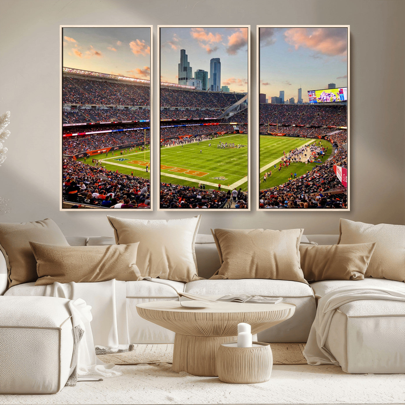 MGV-FC-48X32-3P - Chicago Bears Soldiers Field Wall Art Canvas Print – Framed Football Stadium Artwork for Sports