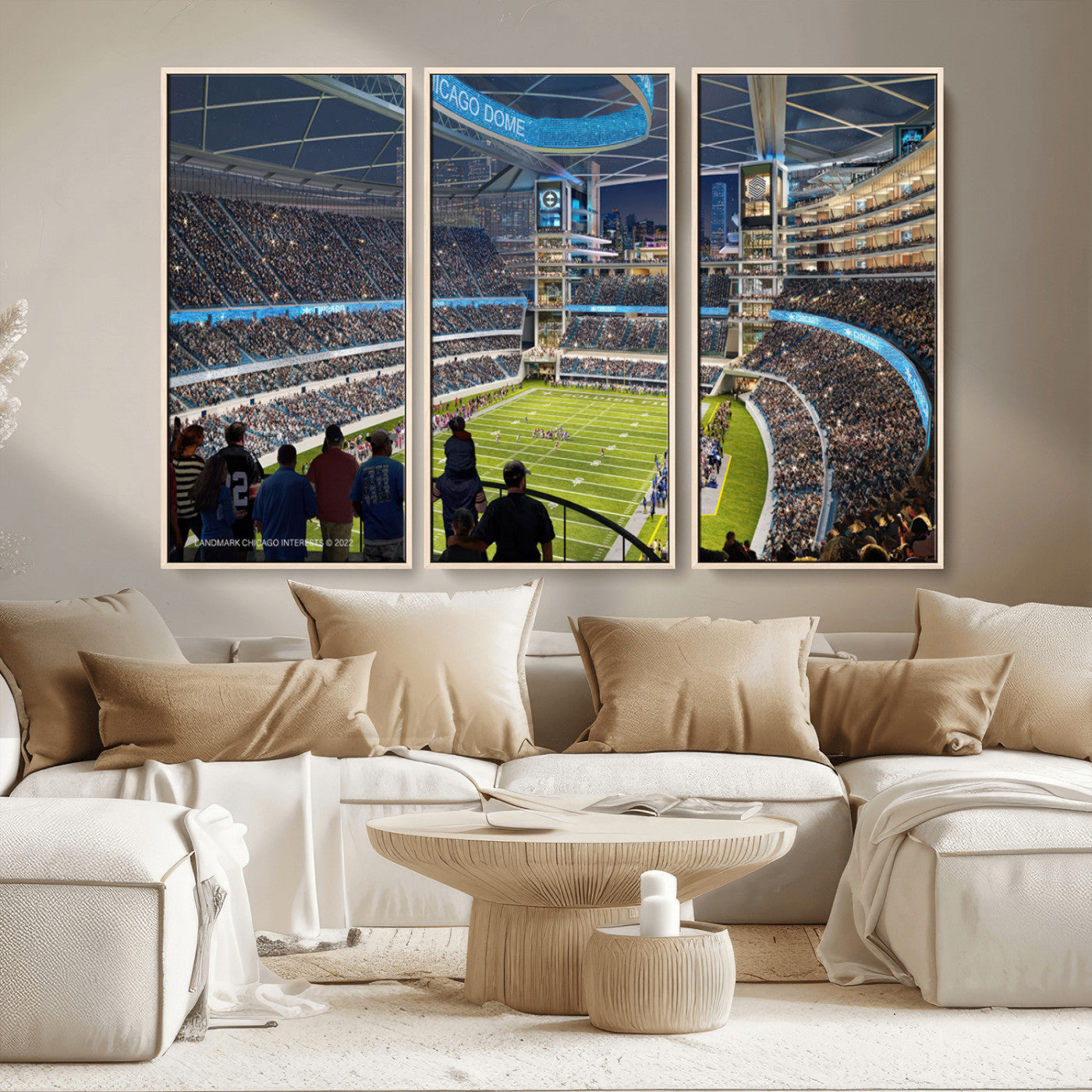 MGV-FC-48X32-3P - Chicago Bears Soldiers Field Wall Art Canvas Print – Framed Football Stadium Artwork for Sports
