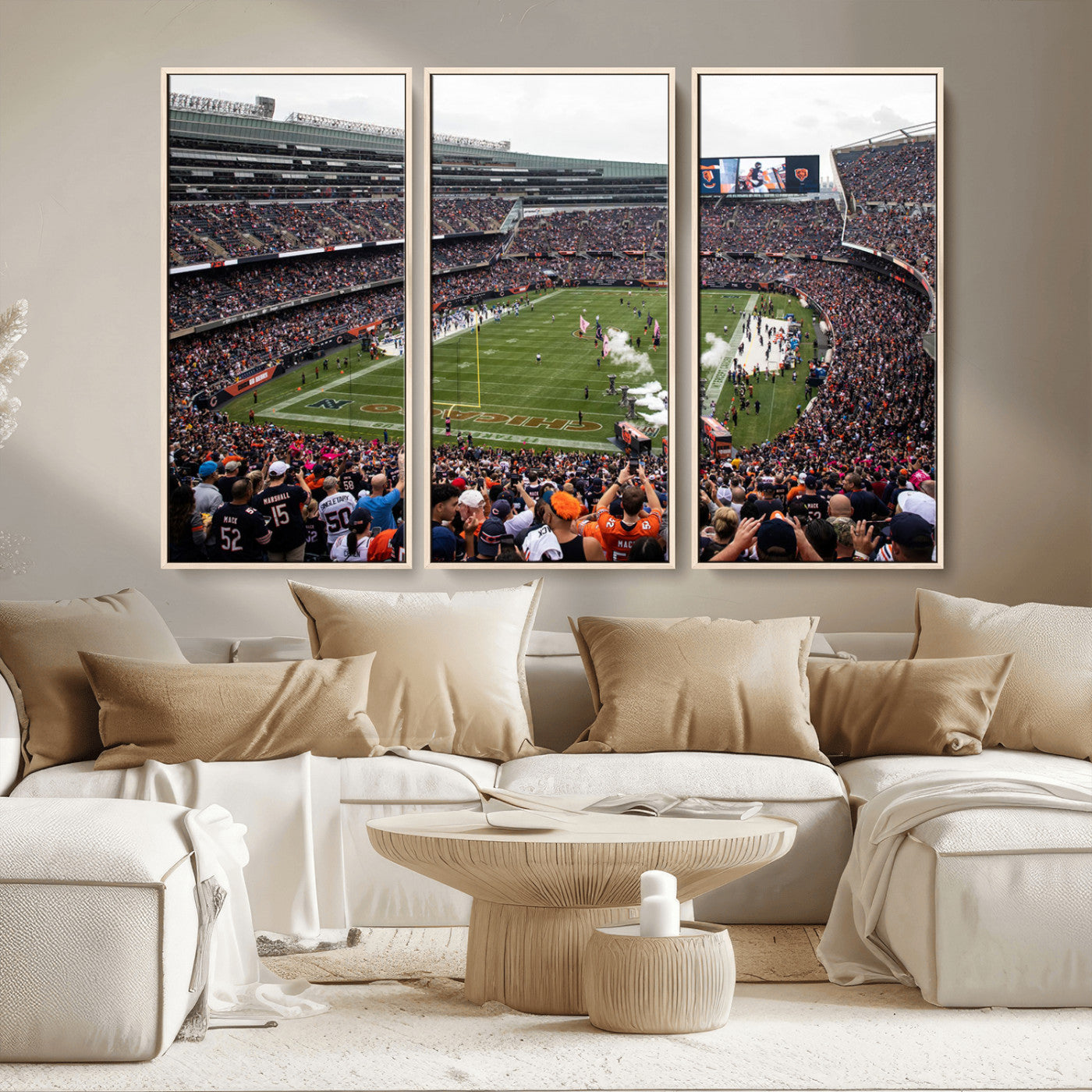 18347149-MGV-CV-36X24-Chicago Bears Soldiers Field Wall Art Canvas Print – Framed Football Stadium Artwork for Sports Fans, Soldier Field Skyline Canvas Decor for Game Room