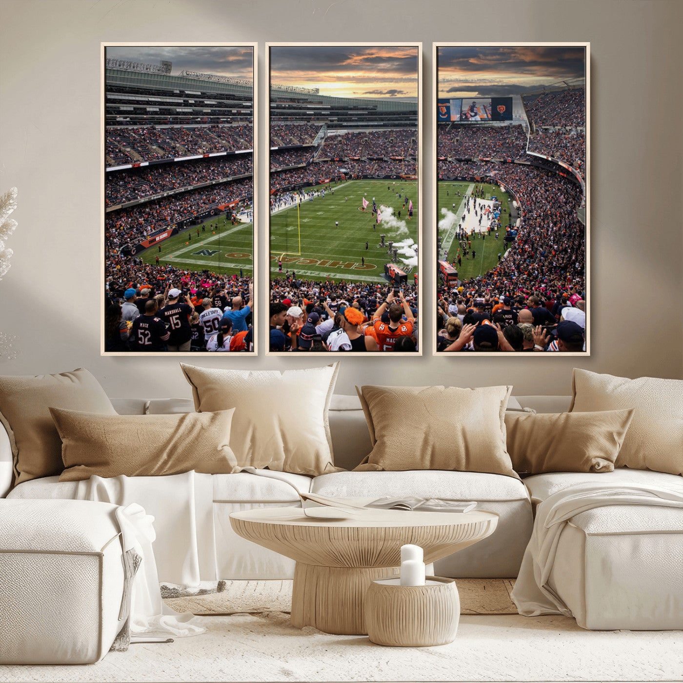 MGV-FC-48X32-3P - Chicago Bears Soldiers Field Wall Art Canvas Print – Framed Football Stadium Artwork for Sports