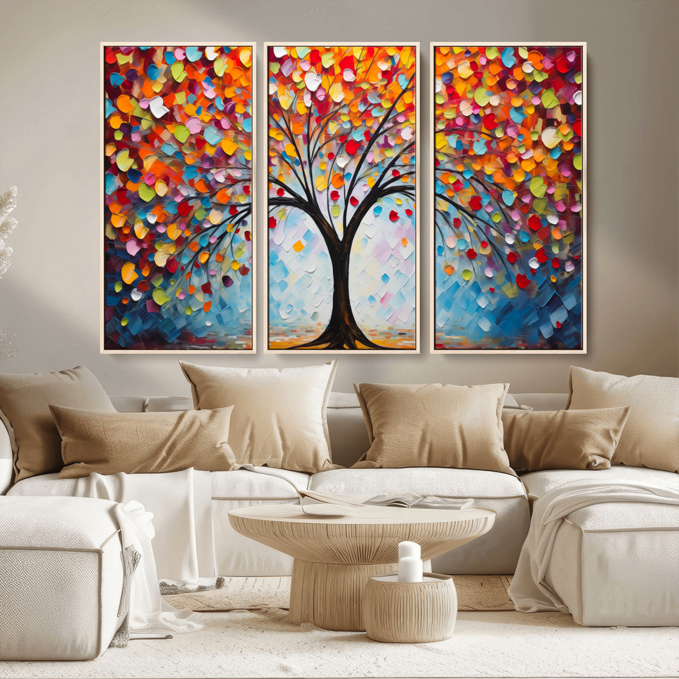 -Vibrant Tree of Life Canvas Wall Art – Colorful Abstract Nature in Modern Decor - Ready to Hang
