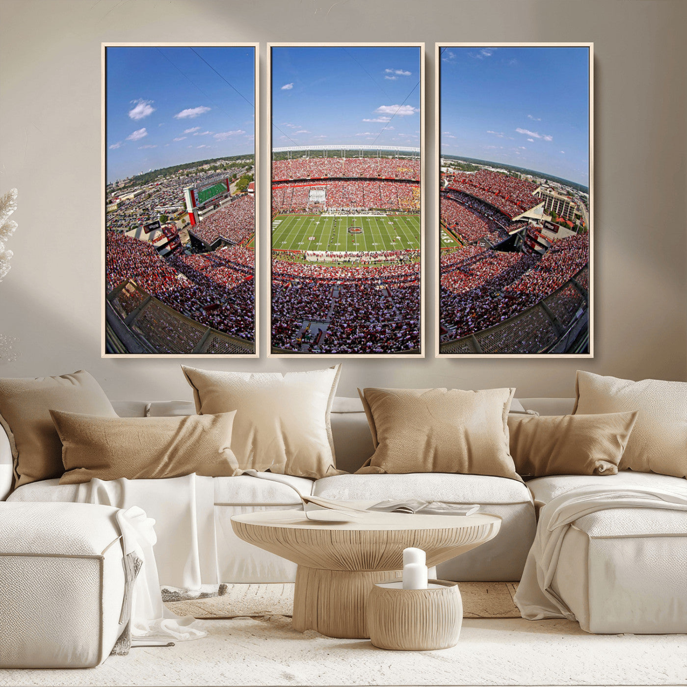 29492070-MGV-FC-48X32-3P - William Brice Stadium Wall Art Canvas Print – Stadium Crowd Sports Field Outdoor Event Football Game Artwork for Home Office