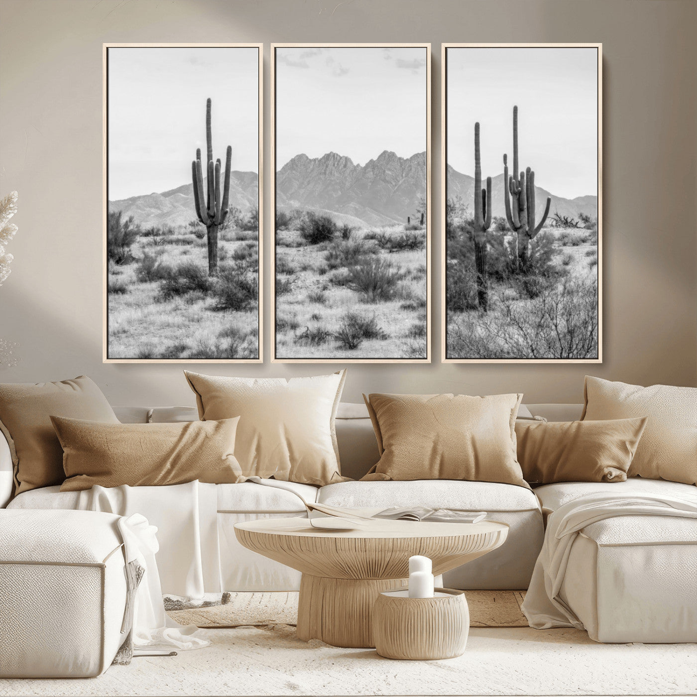 97436PHN-MGV-CV-36X24-Black White Arizona Desert Canvas Wall Art Cactus Farmhouse Wall Art