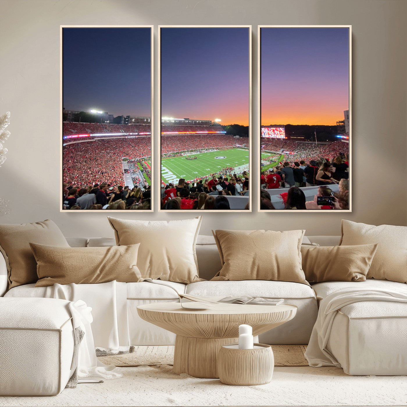 25139565-MGV-CV-48X32-3P-Dooley Stadium Wall Art Print, Sports Arena Canvas Wall Art, Dooley Field at Sanford Stadium Canvas Print, Modern Athletic Field Art Printing