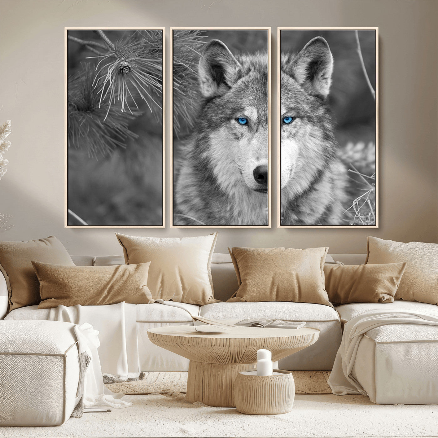 MGV-FC-48X32-3P - Wild Wolf Blue Eye Wall Art Canvas Print
