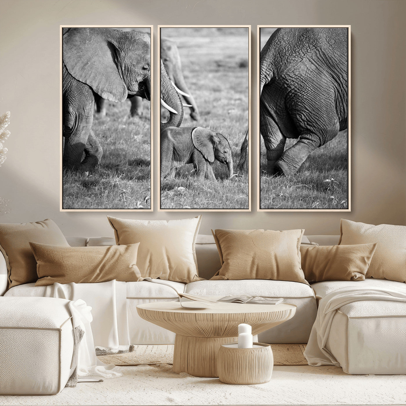 MGV-FC-48X32-3P - Wild Elephant Wall Art Canvas Print