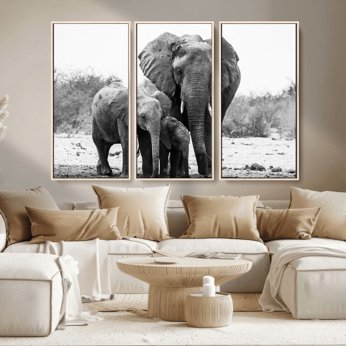 MGV-FC-48X32-3P - Elephant Family Africa Wall Art Canvas Print