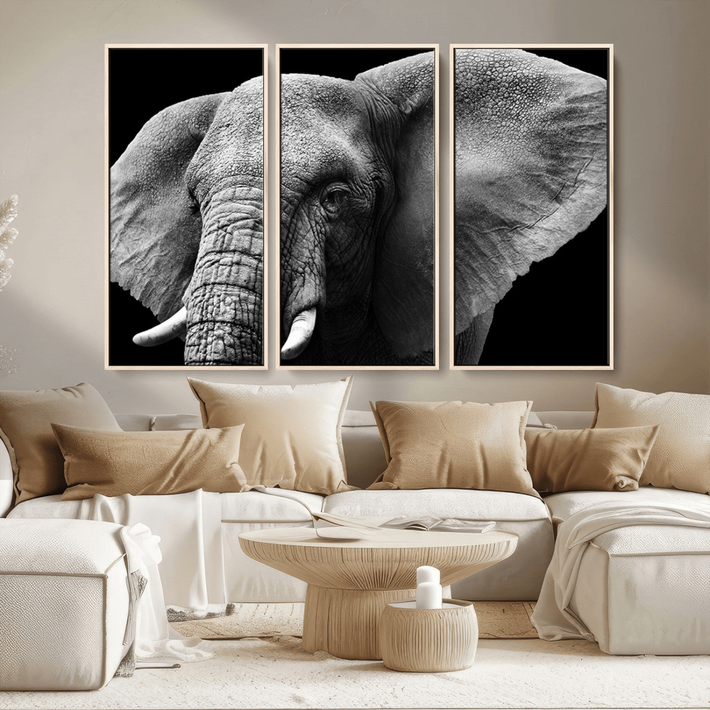 MGV-FC-48X32-3P - Big Elephant Close Up Wall Art Canvas Print