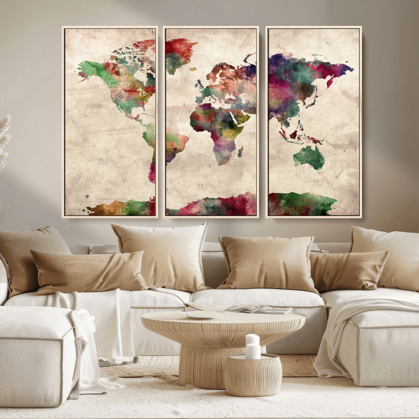 MGV-FC-48X32-3P - World Map Wall Art Canvas Print for Home and Office Decor