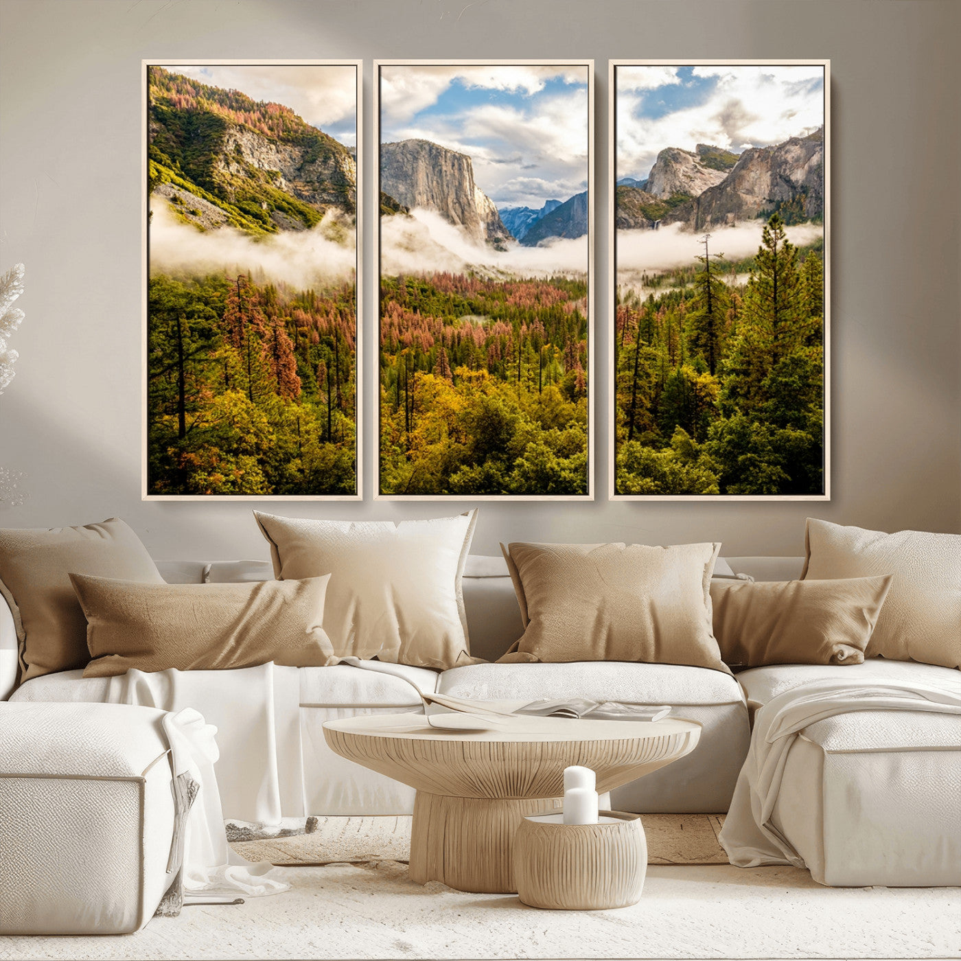 MGV-FC-48X32-3P - Half Dome Yosemite Canvas Wall Art – Majestic Triptych Landscape Print – National Park Nature Decor