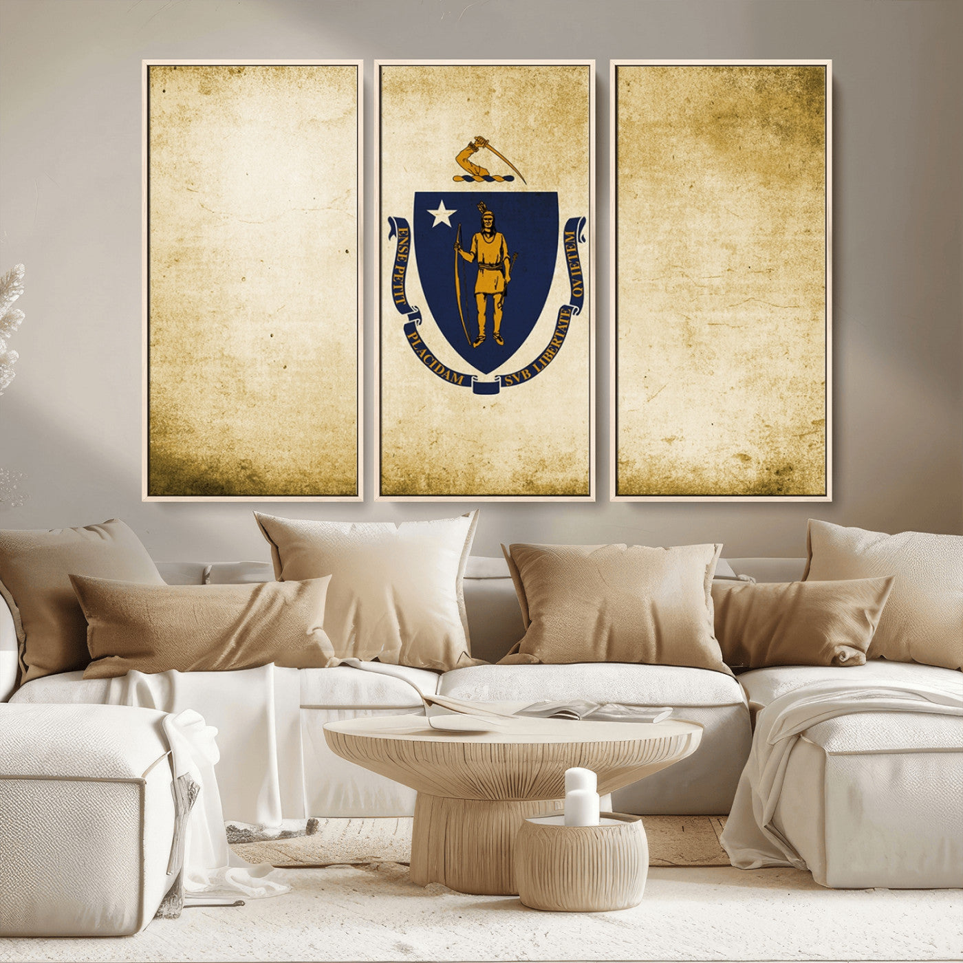 MGV-FC-48X32-3P - Massachusetts Flag Wall Art Canvas Print