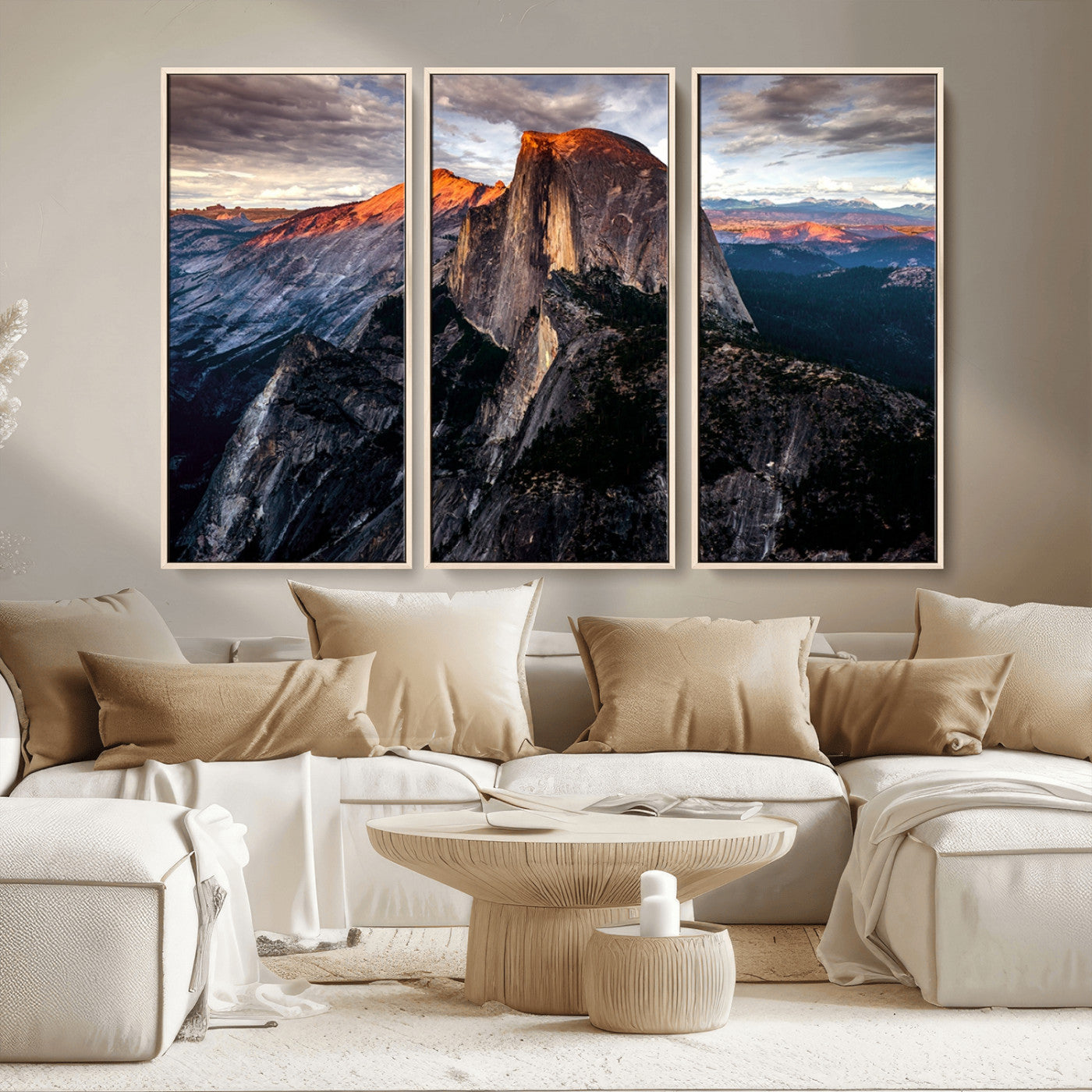 MGV-FC-48X32-3P - Half Dome Wall Art Print - Yosemite Majestic Triptych Landscape Print – National Park Nature Decor