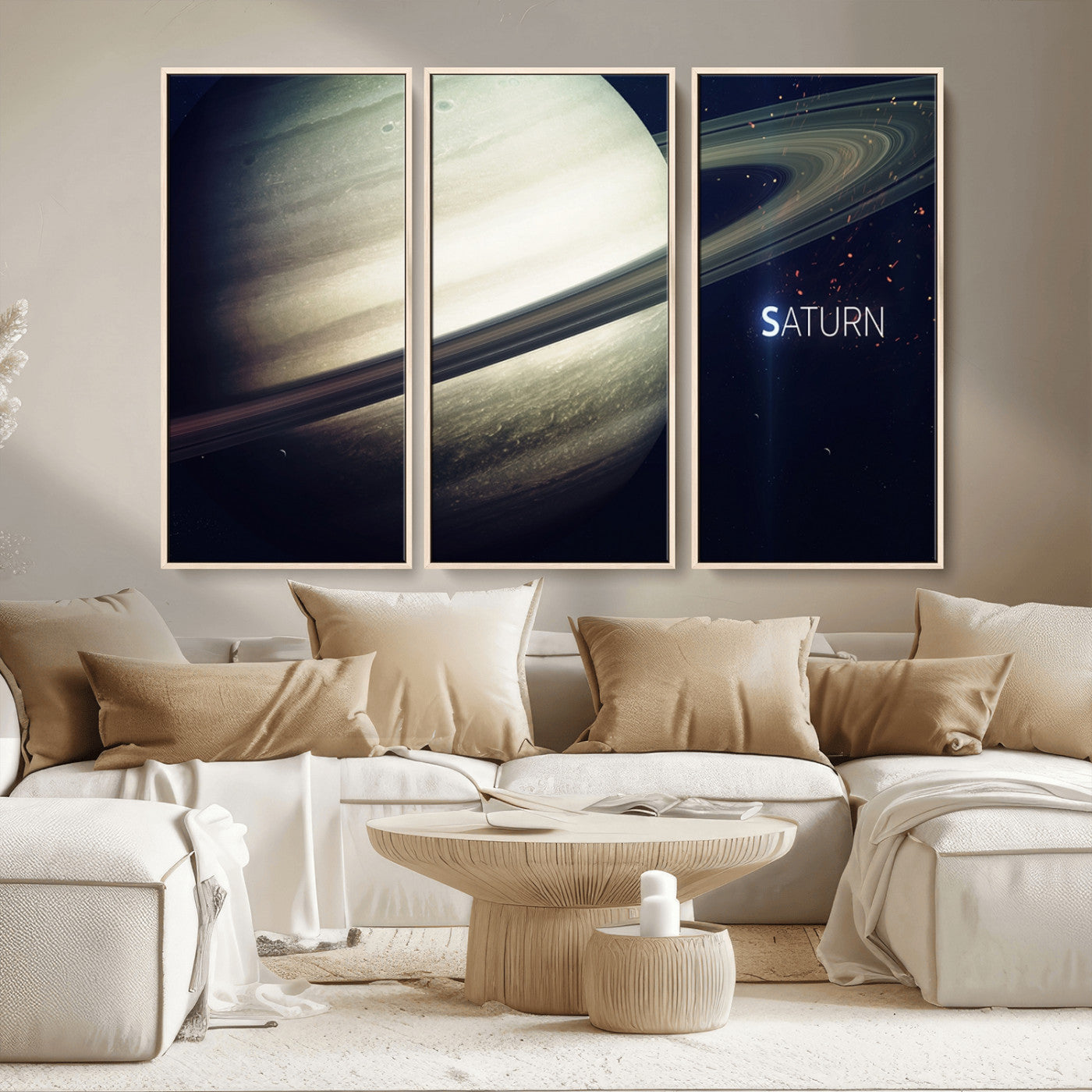 MGV-FC-48X32-3P - Framed Saturn Wall Art Canvas Print