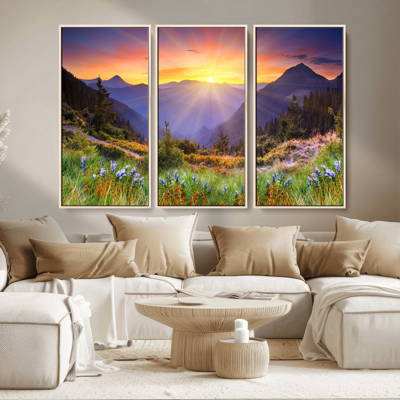 MGV-FC-48X32-3P - Mountain and Spring Wall Art Canvas Print