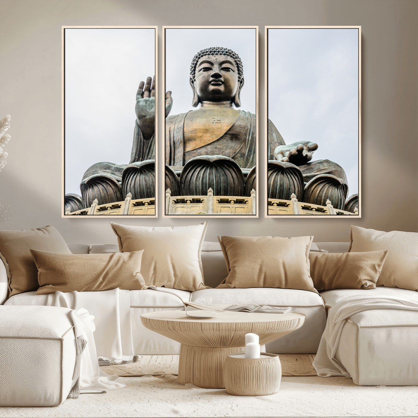 MGV-FC-48X32-3P - Buddha Statue Wall Art Canvas Print