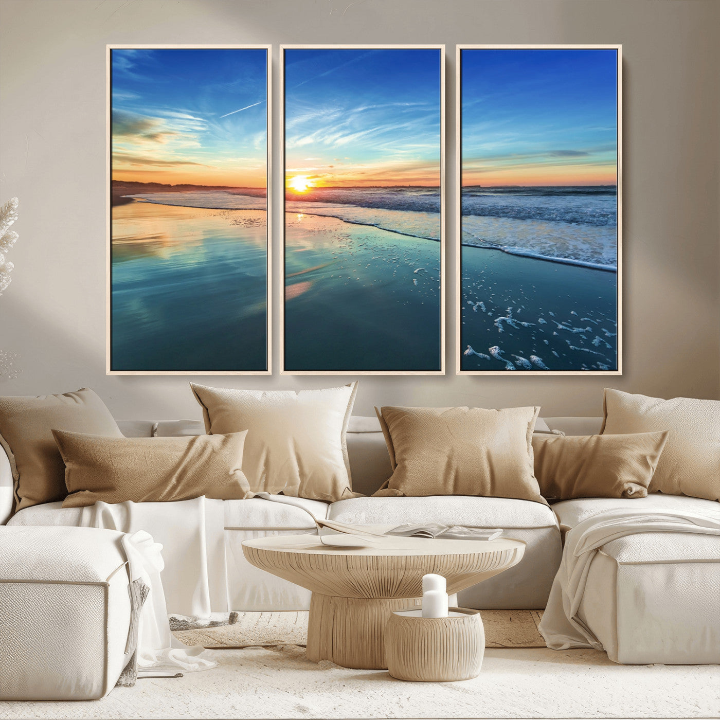 MGV-FC-48X32-3P - Blue Sky and Beach Wall Art Canvas Print