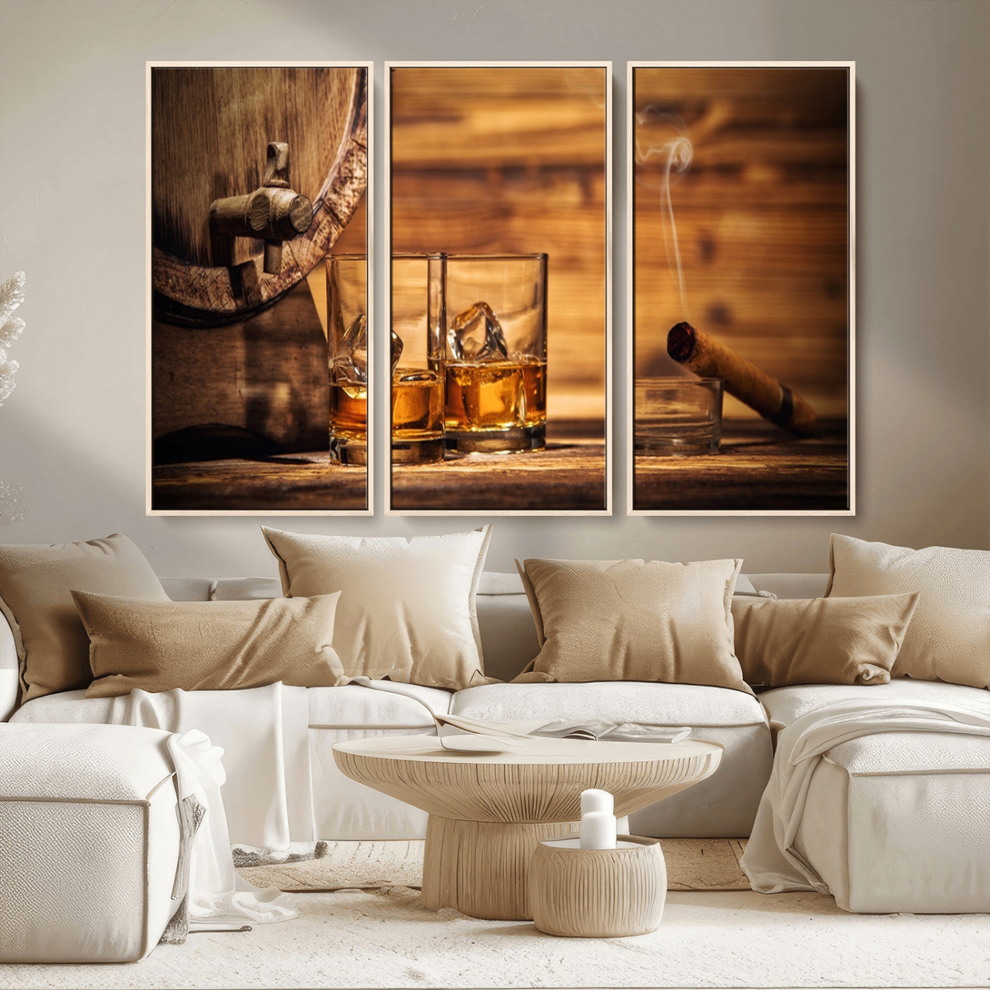 MGV-FC-48X32-3P - Rustic Whiskey and Barrel Canvas Print