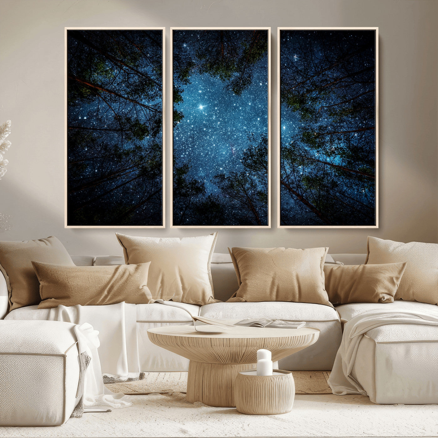 MGV-FC-48X32-3P - Forest and Stars Wall Art Canvas Print