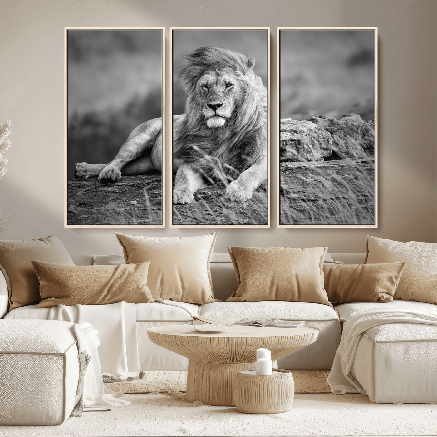 MGV-FC-48X32-3P - King of Forest Lion Wall Art Canvas Print
