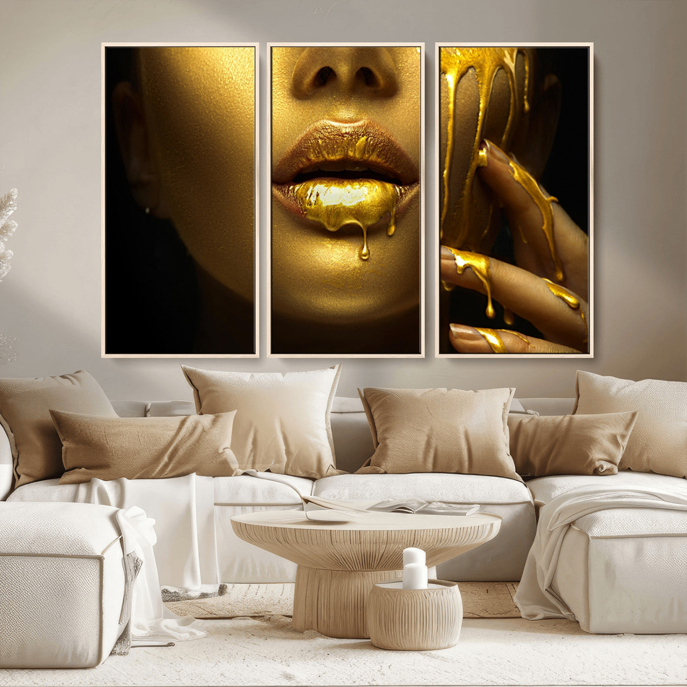MGV-FC-48X32-3P - Gold and Women Wall Art Canvas Print