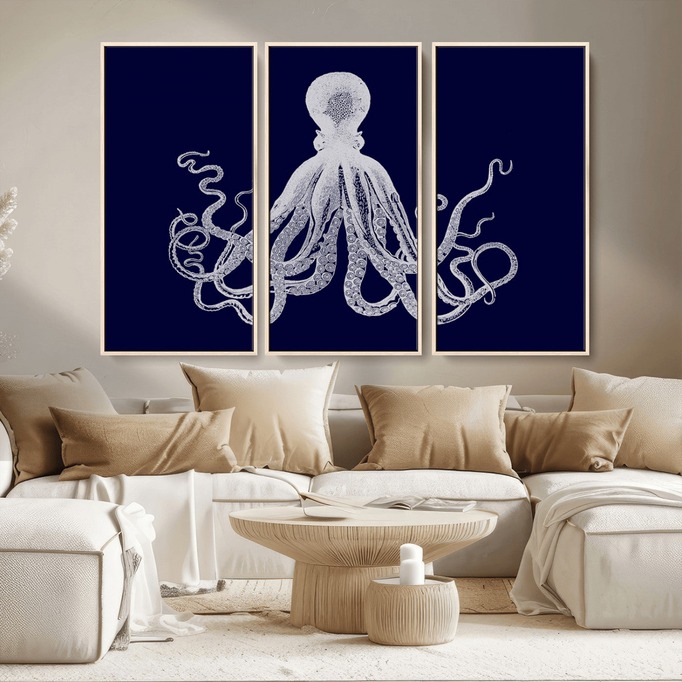 MGV-FC-48X32-3P - Blue Octopus Wall Art Canvas Print