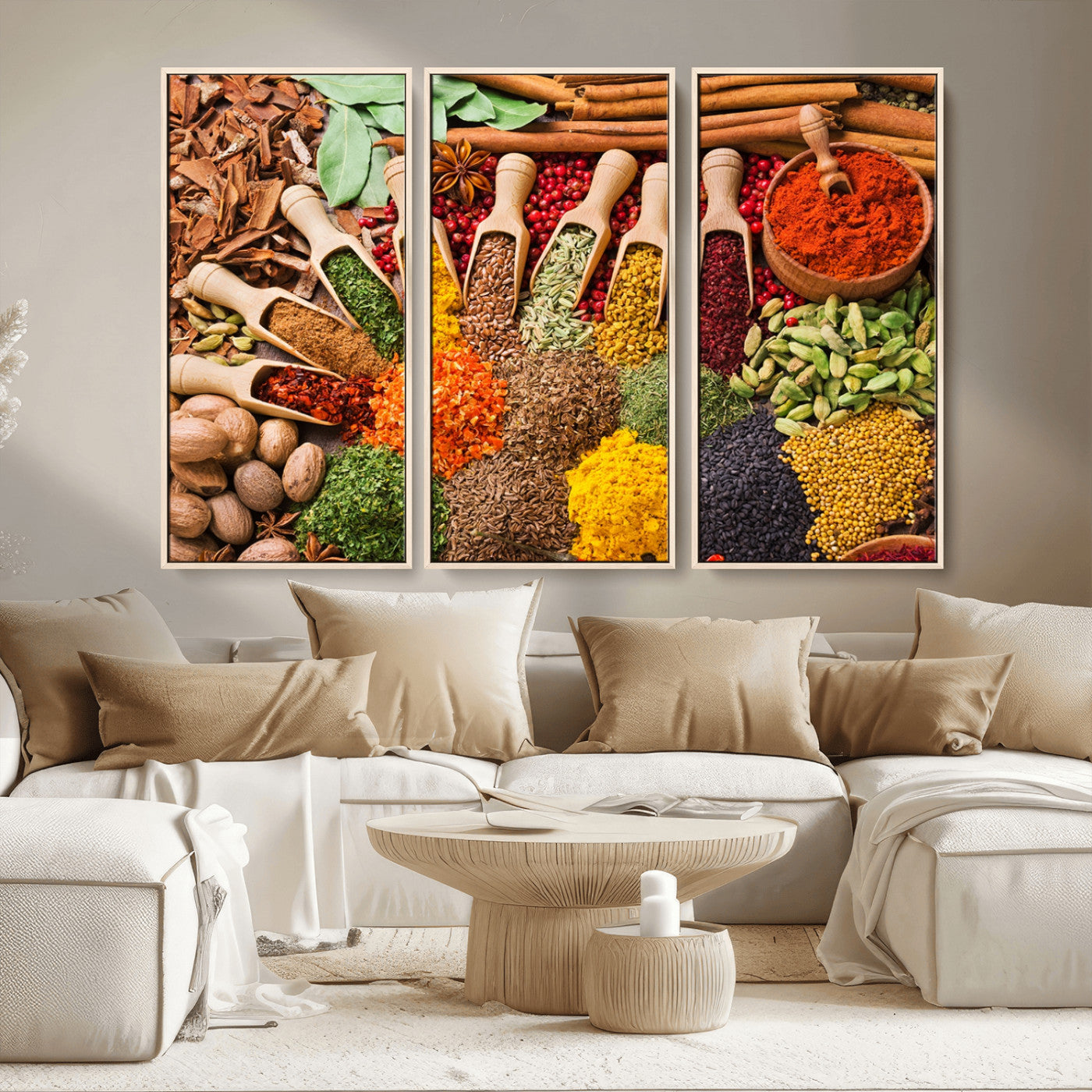 MGV-FC-48X32-3P - Herbs and Spices Art Canvas Print for Kitchen Kitchen, Dining Room Wall Decor