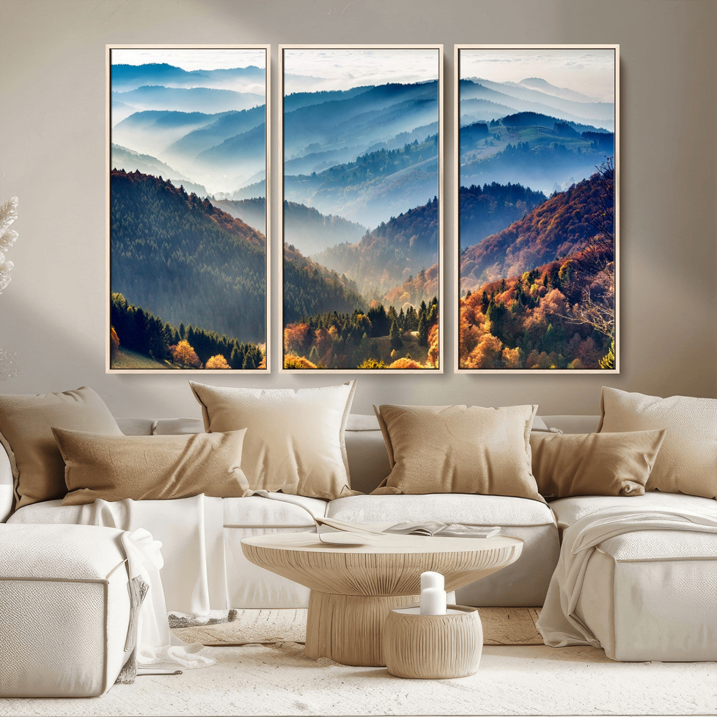 MGV-FC-48X32-3P - Mountains Forest Autumn Wall Art Canvas Print