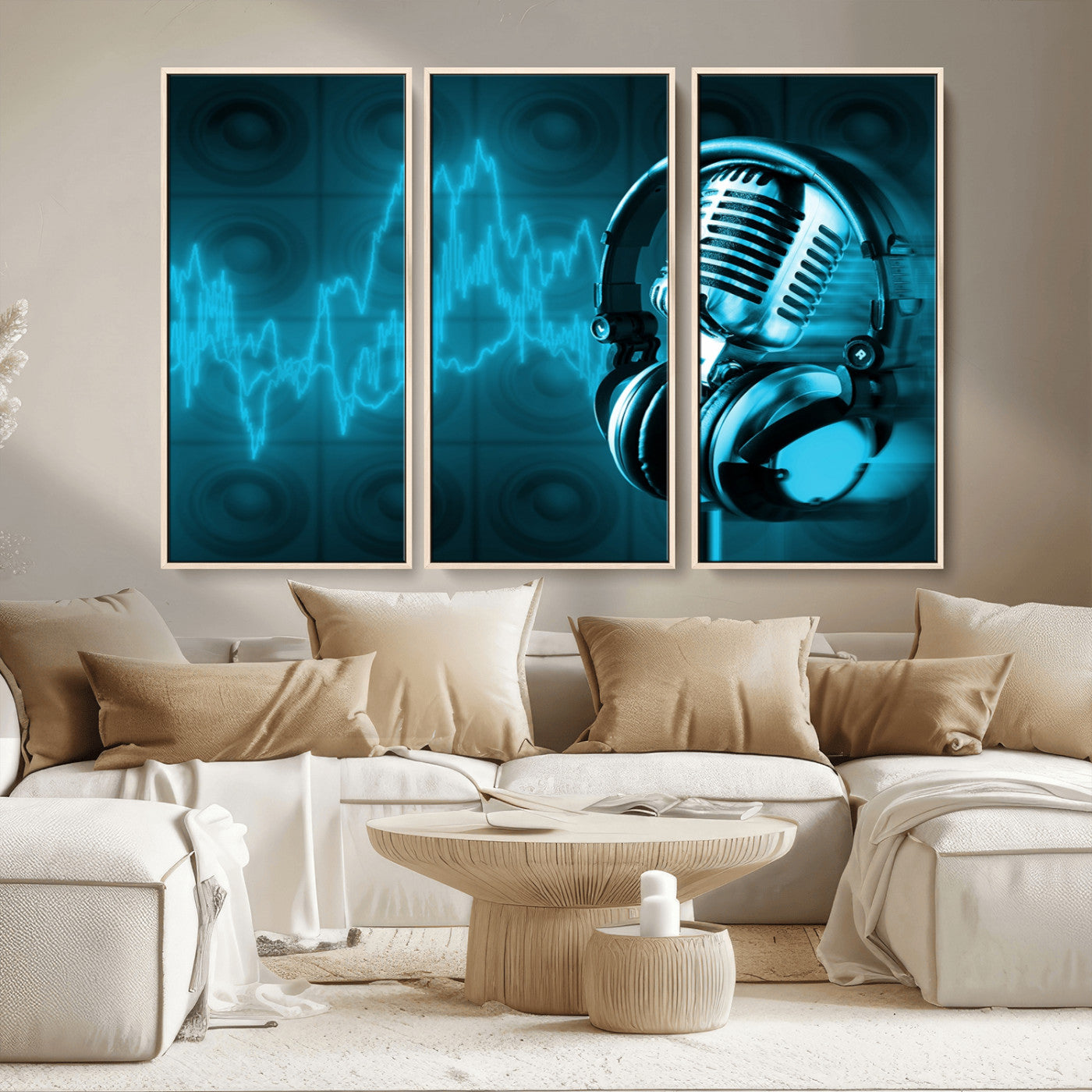 MGV-FC-48X32-3P - Music and Microphone Wall Art Canvas Print