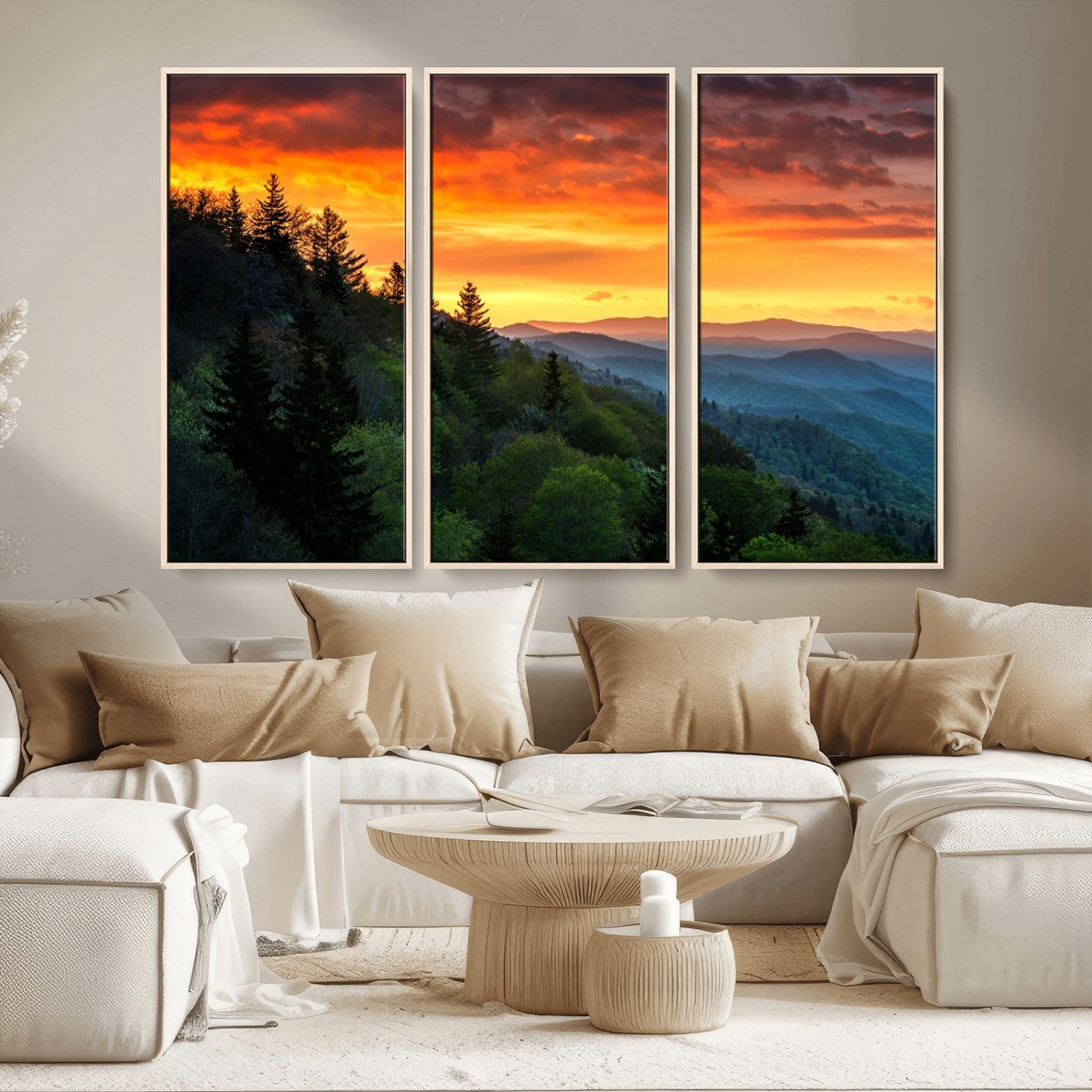 MGV-FC-48X32-3P - Forest Landscape Wall Art Sunset Canvas, Forest Sunset Canvas Print