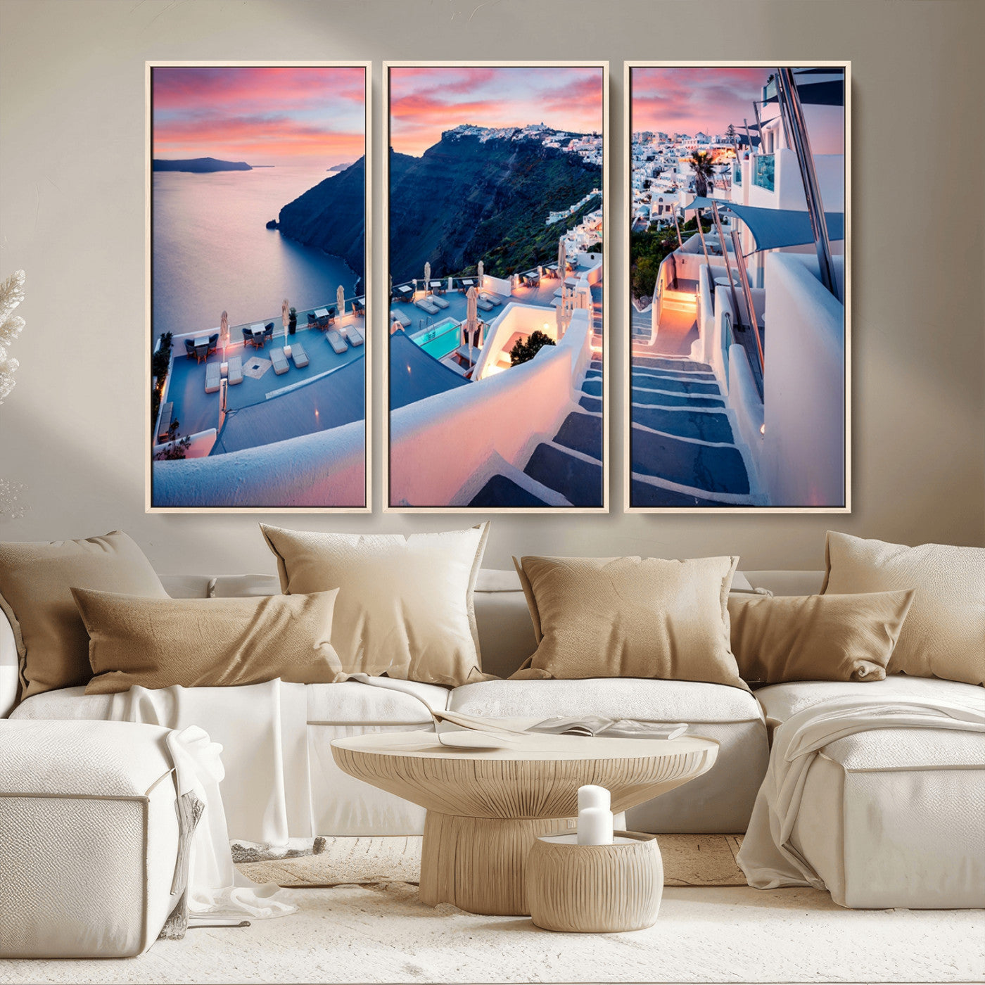 MGV-FC-48X32-3P - Santorini Island Wall Art Canvas Print