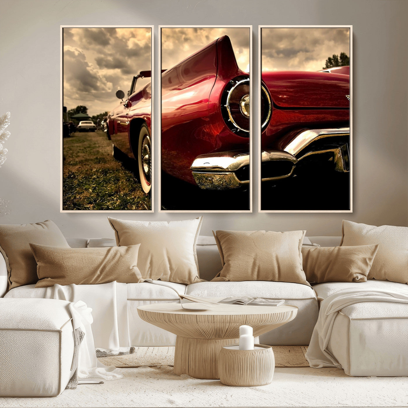 MGV-FC-48X32-3P - Red Classic Car Wall Art Canvas Print