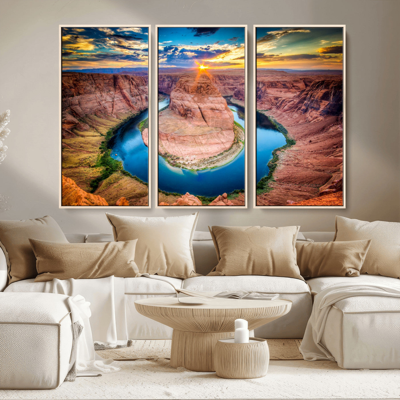 MGV-FC-48X32-3P - Sunset on the Horseshoe Bend Grand Canyon, Horseshoe Bend Grand Canyon Canvas Wall Art Print