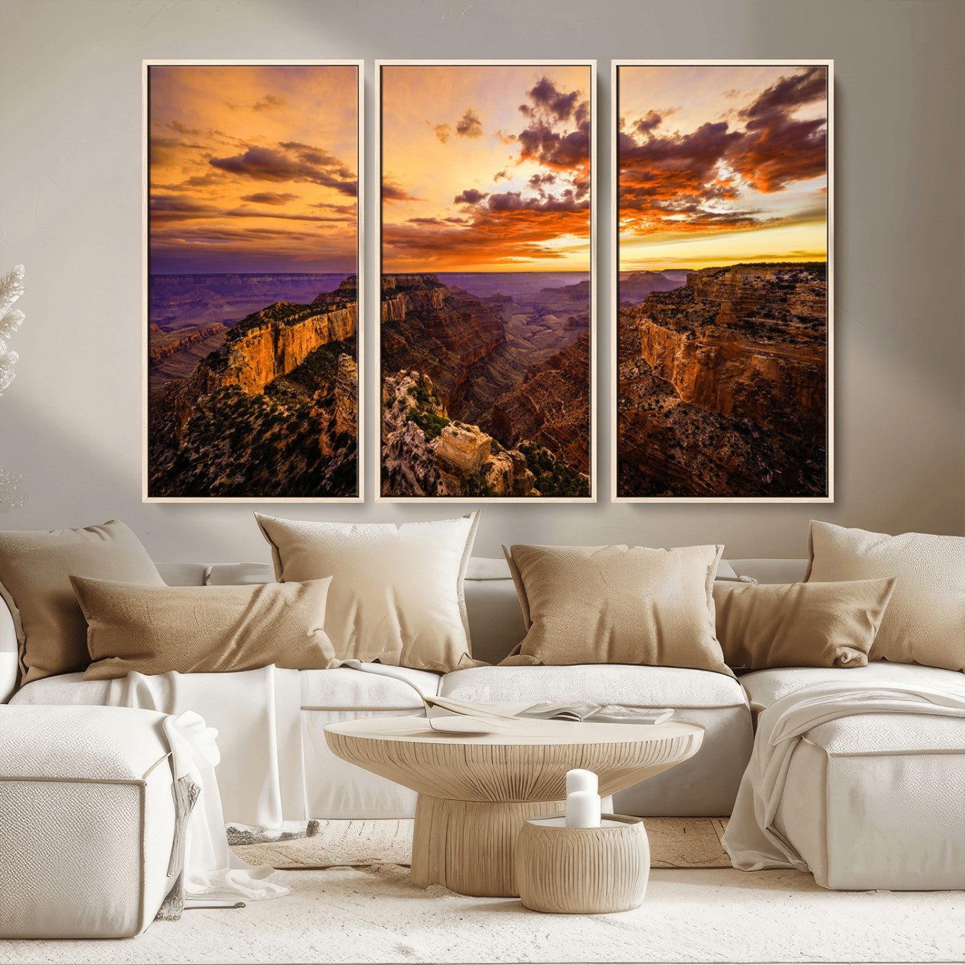 MGV-FC-48X32-3P - Mesmerizing Sunset from Grand Canyon Nal Park Wall Art, Grand Canyon Canvas Print