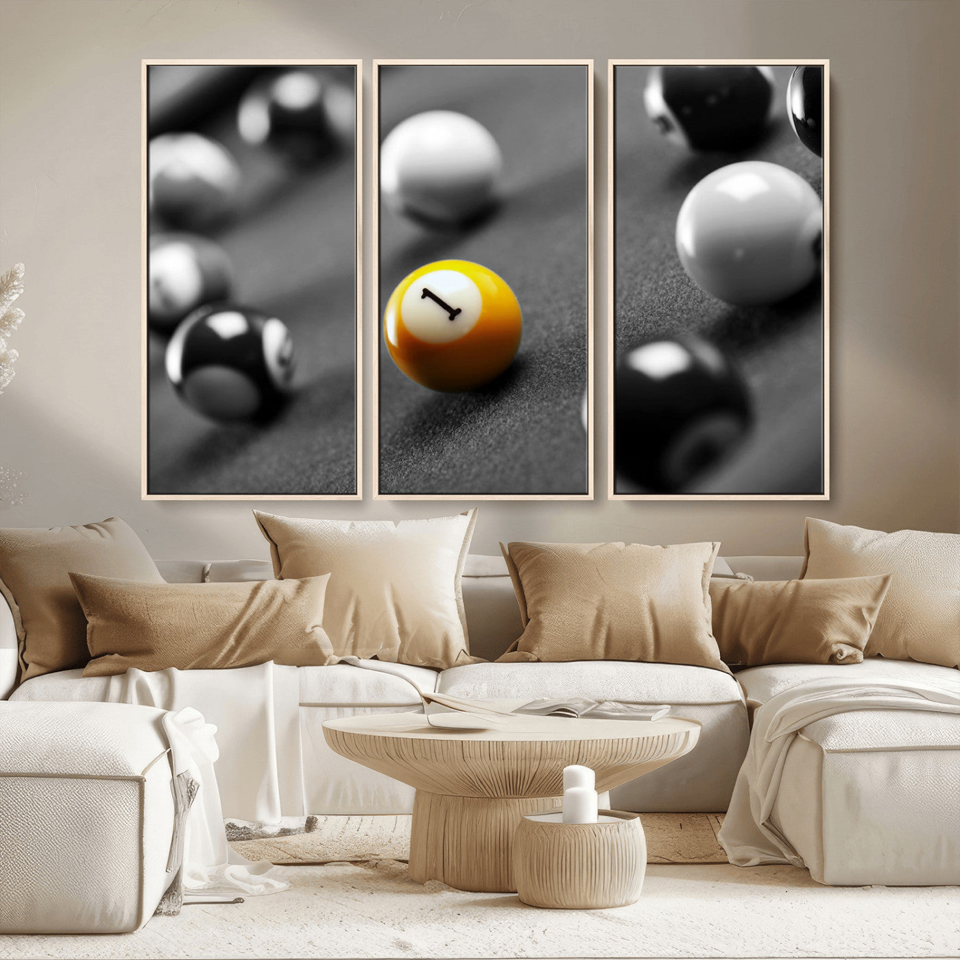 MGV-FC-48X32-3P - Wall Art Pool Table and Balls Canvas Print