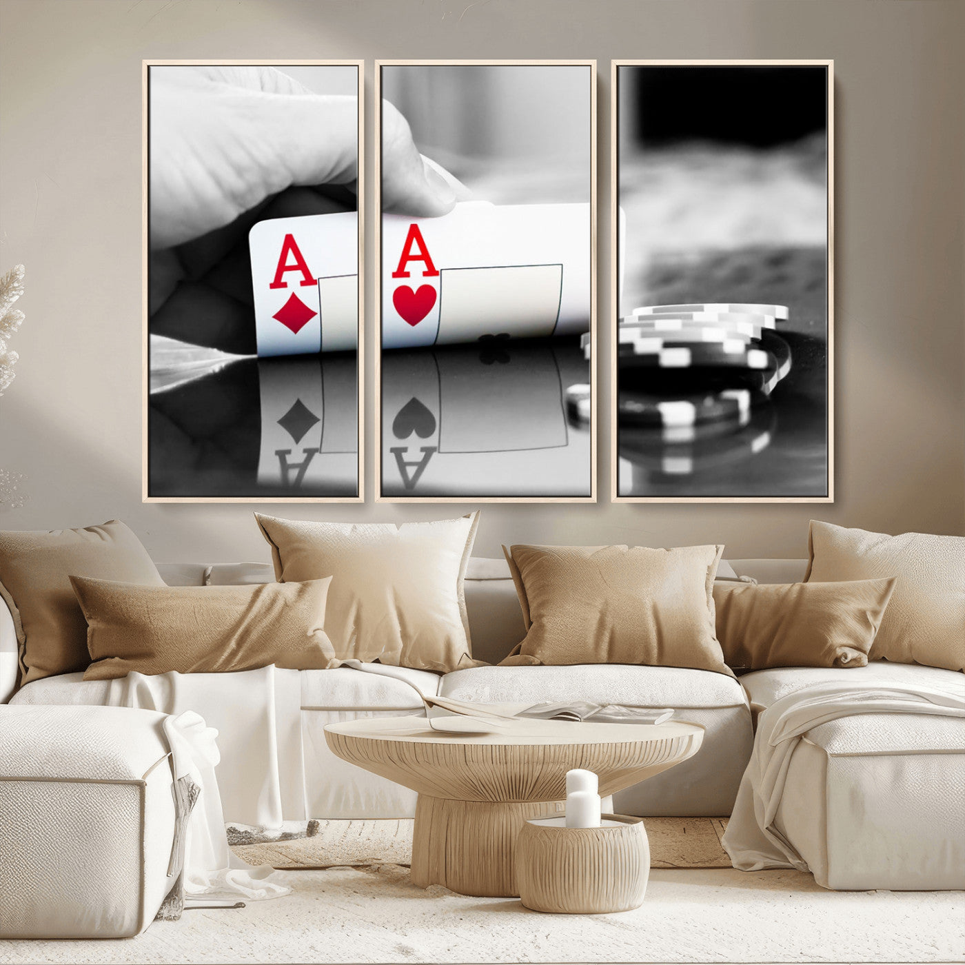 MGV-FC-48X32-3P - Aces Poker Art Poker Game Wall Art Canvas Print
