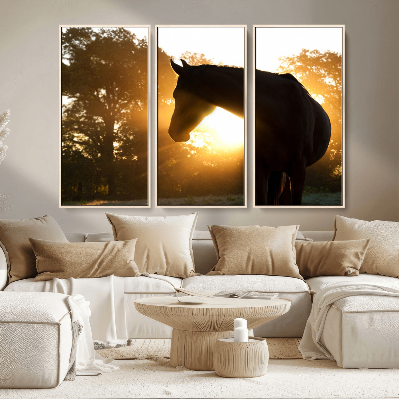 MGV-FC-48X32-3P - Horse at Sunset Wall Art Animal Canvas Print