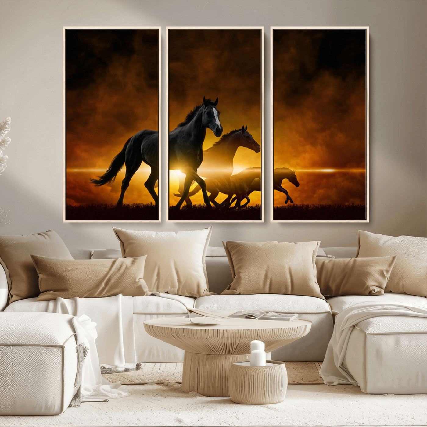 MGV-FC-48X32-3P - Horse Wall Art Canvas Print, Multi Panel Animal Canvas Print