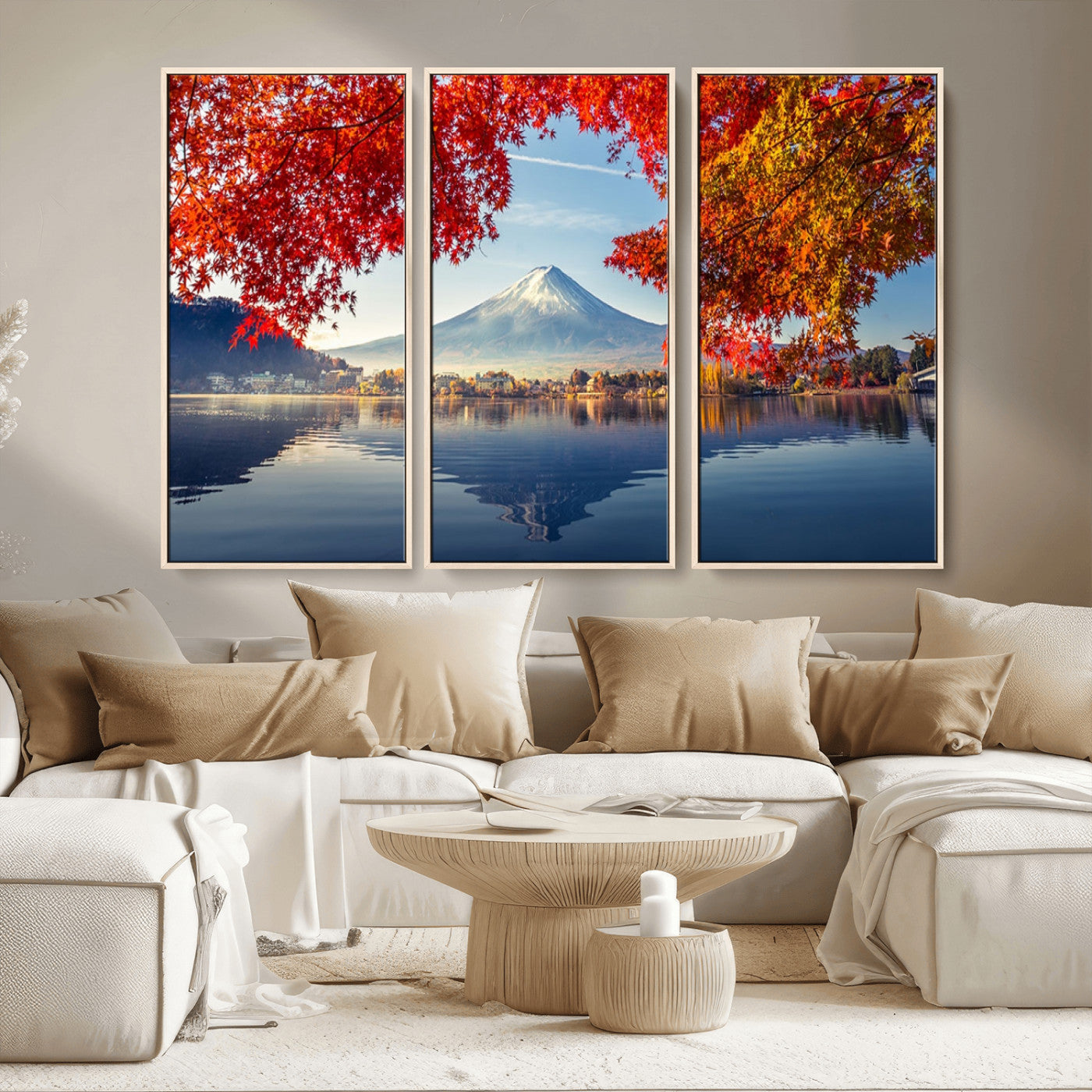 MGV-FC-48X32-3P - Mount Fuji Canvas Wall Art Japan Autumn Mountain Canvas Print Wall Art