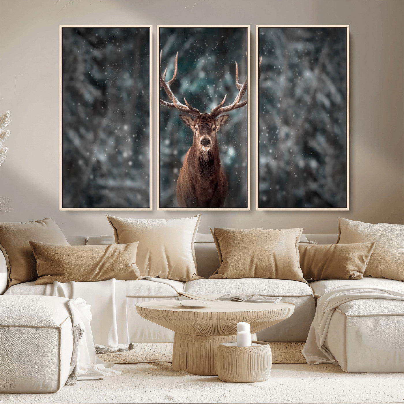 MGV-FC-48X32-3P - Wall Art Deer Art Animal Canvas, Framed Wall Art Deer Canvas Print