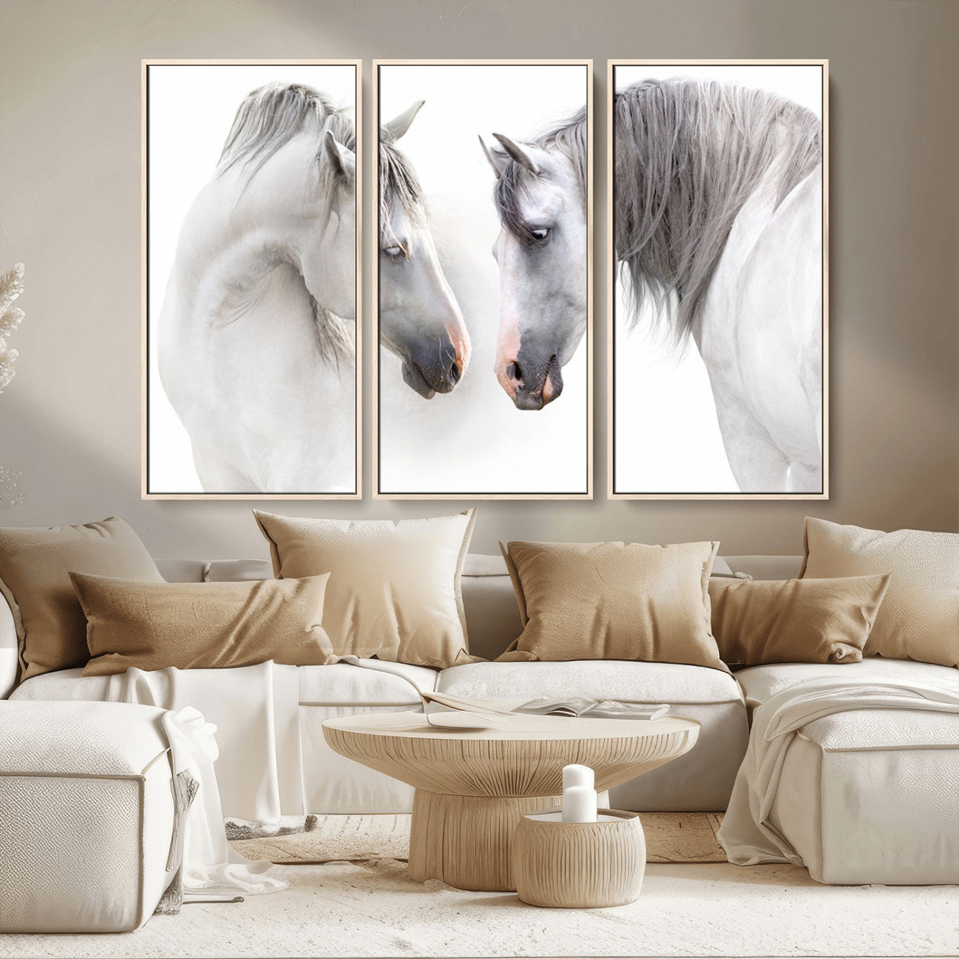 MGV-FC-48X32-3P - White Horse Wall Art Animal Canvas Print