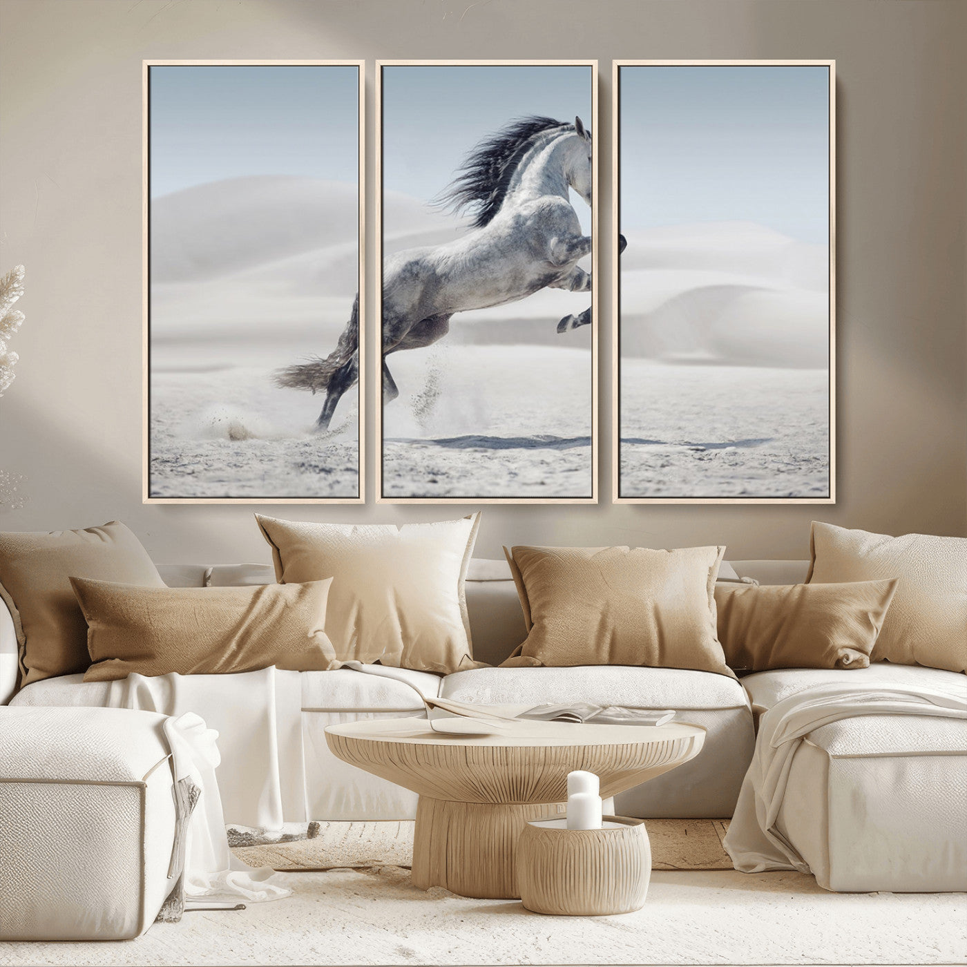 MGV-FC-48X32-3P - Prancing Horse on Dessert Large Wall Art Animal Canvas Print
