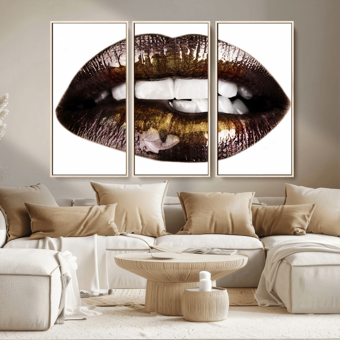 MGV-FC-48X32-3P - Close Up Lips Wall Art Canvas Print